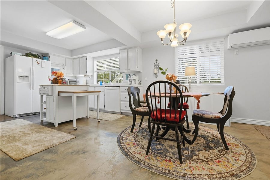 Kitchen is set up with Starter Essentials - spices, flour, sugar, oils, vinegars and many sauces, etc. Soaps, cleaning, laundry items for you! Some beginning refrigerator items to help you make your own meals at "Home"!