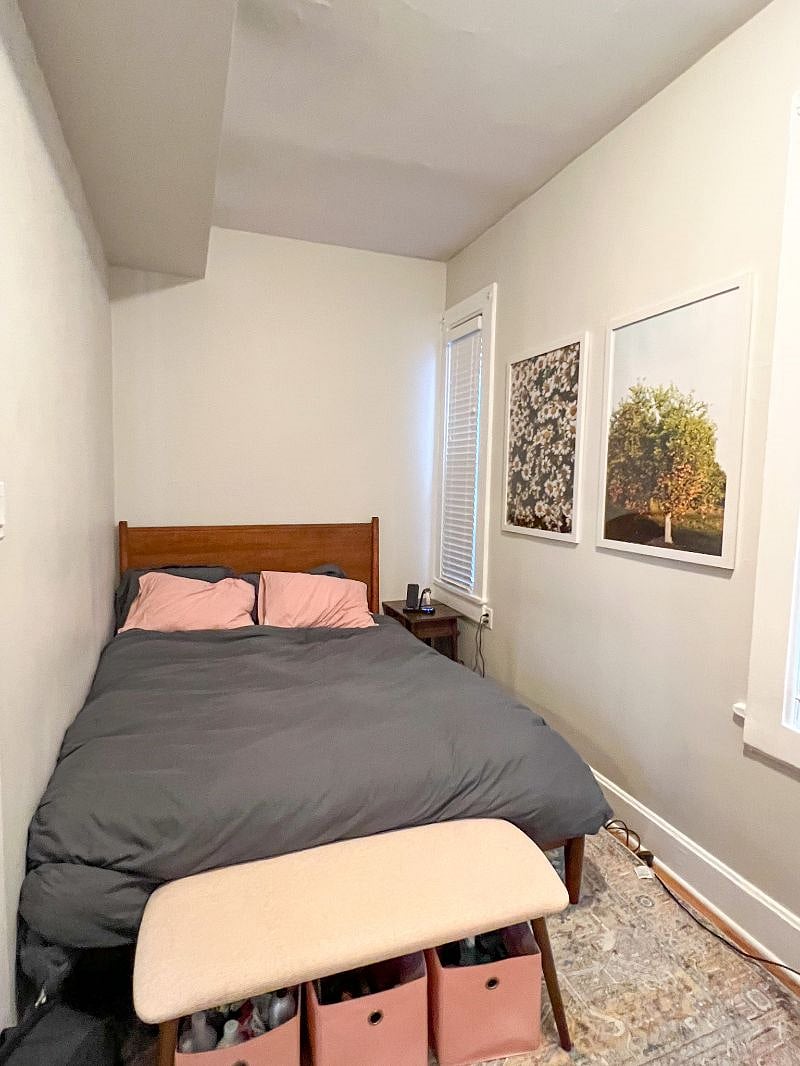 First bedroom right off the dining area with queen bed