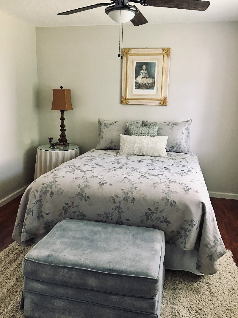 Master Bedroom features a queen size bed and large walk-in closet.