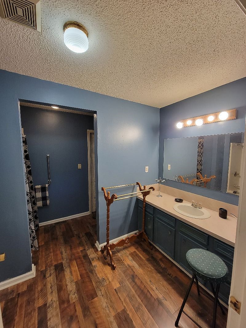 Vanity area in bathroom