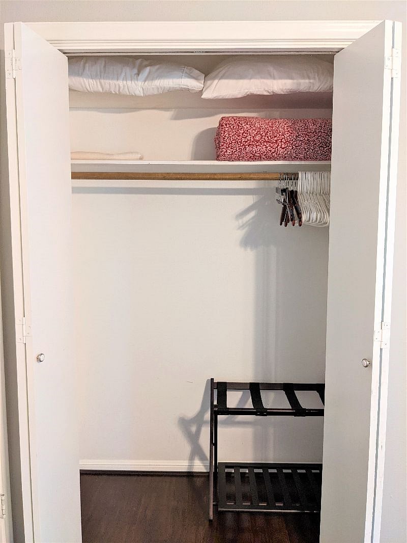 Guest Room #1: Closet space with luggage rack
