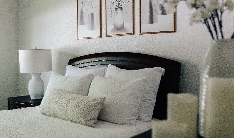 Master bedroom has a queen bed, brand new hybrid medium firm mattress, comfortable bedding and linens, two closets and a dresser for your storage.