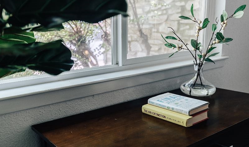 A Working space in Master bedroom with view to the front yard.