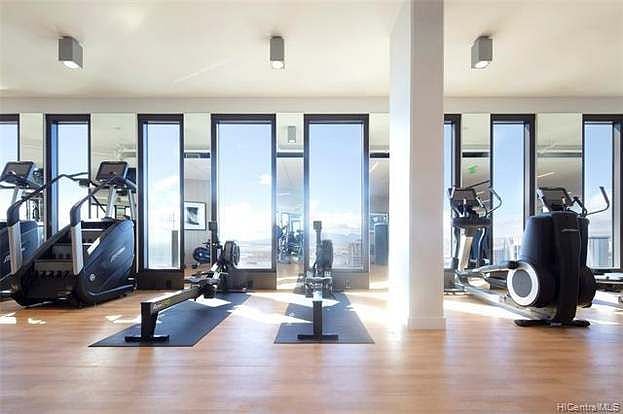 Fully equipped gym with weights and yoga room