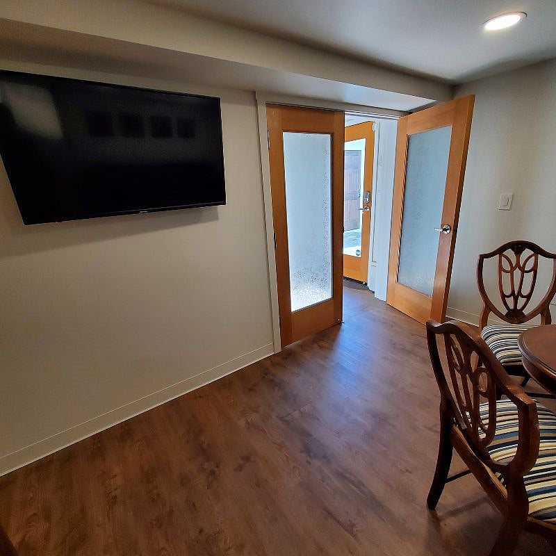INTERIOR FRENCH DOORS, EXTERIOR SECURED DOOR