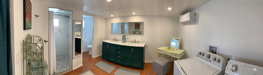 Hilltop Haven Studio Guesthouse Bathroom with Laundry