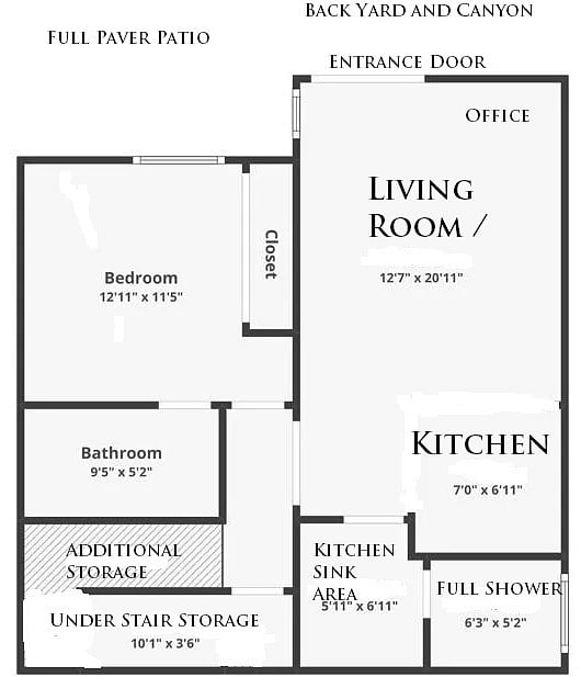 Diagram of the apartment with measurements.