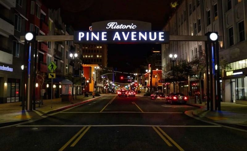 Pine Ave at night (.3 miles)