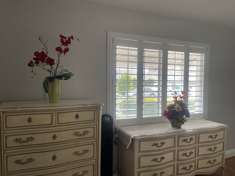 Plenty of drawer space in addition to the mirrored closet space in the bedroom