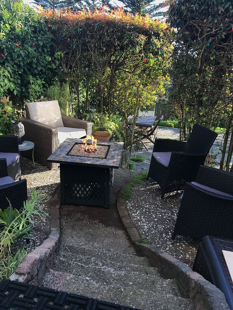 Backyard and firepit.