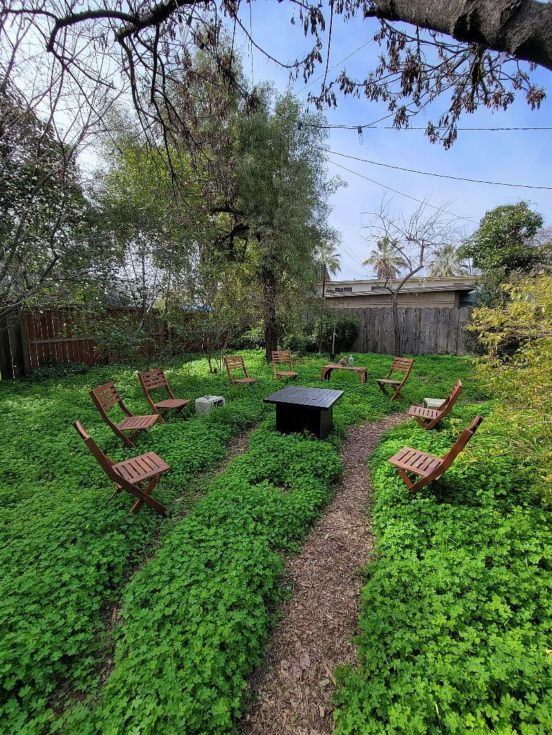 Backyard seating area / firepit