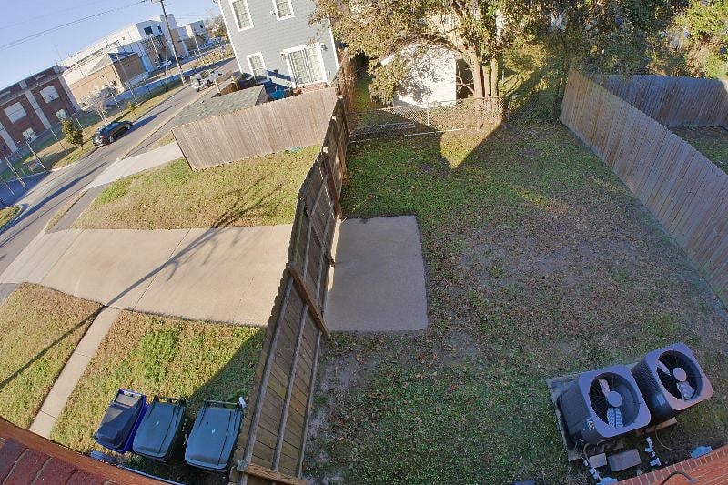 The driveway on town-house A leads to the private yard.