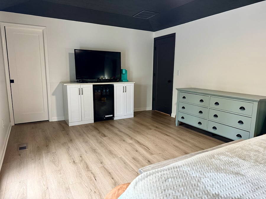 Dresser, storage, Keurig, and beverage cooler.