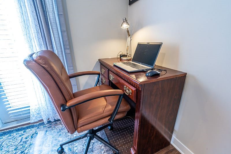 A home office area is available when duty calls and is fully equipped with a desk, office chair, and charging block to keep your electronic items at full capacity and ready for use. High speed internet is available