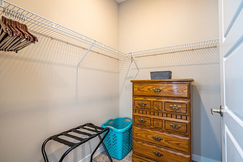 Plenty of closet space in each room to fully unpack.  Luggage rack is available to make things a little easier for you.  Plenty of dresser drawers to hold your items.  The hamper will help you make it to the laundry room without losing a sock or two!