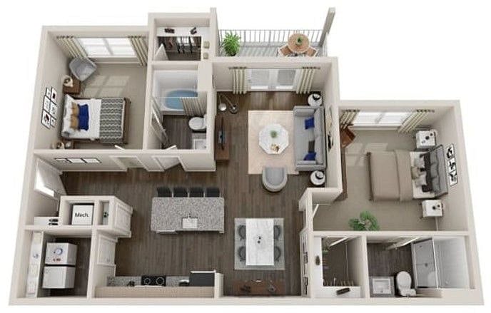 Floor plan of the residence.  A bird's eye view of a very convenient and comfortable living area.