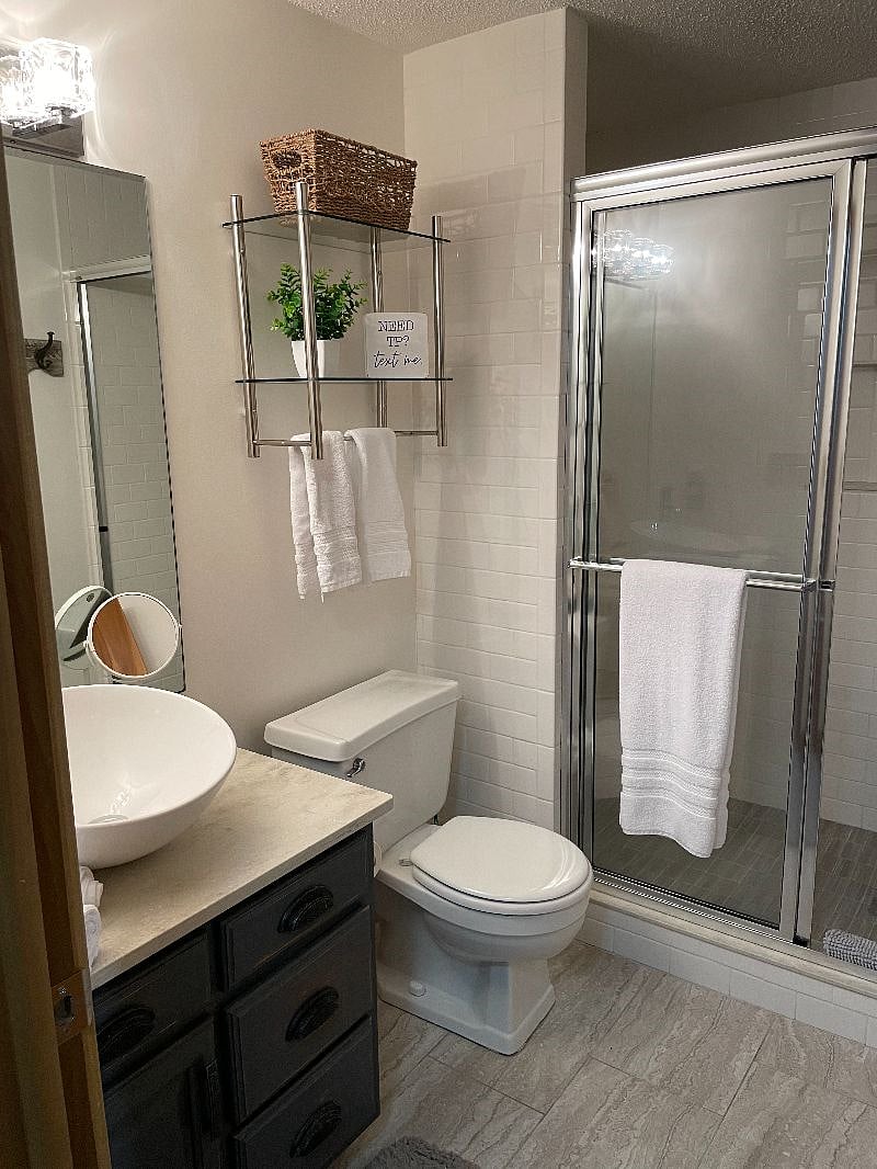 walk-in new tiled shower