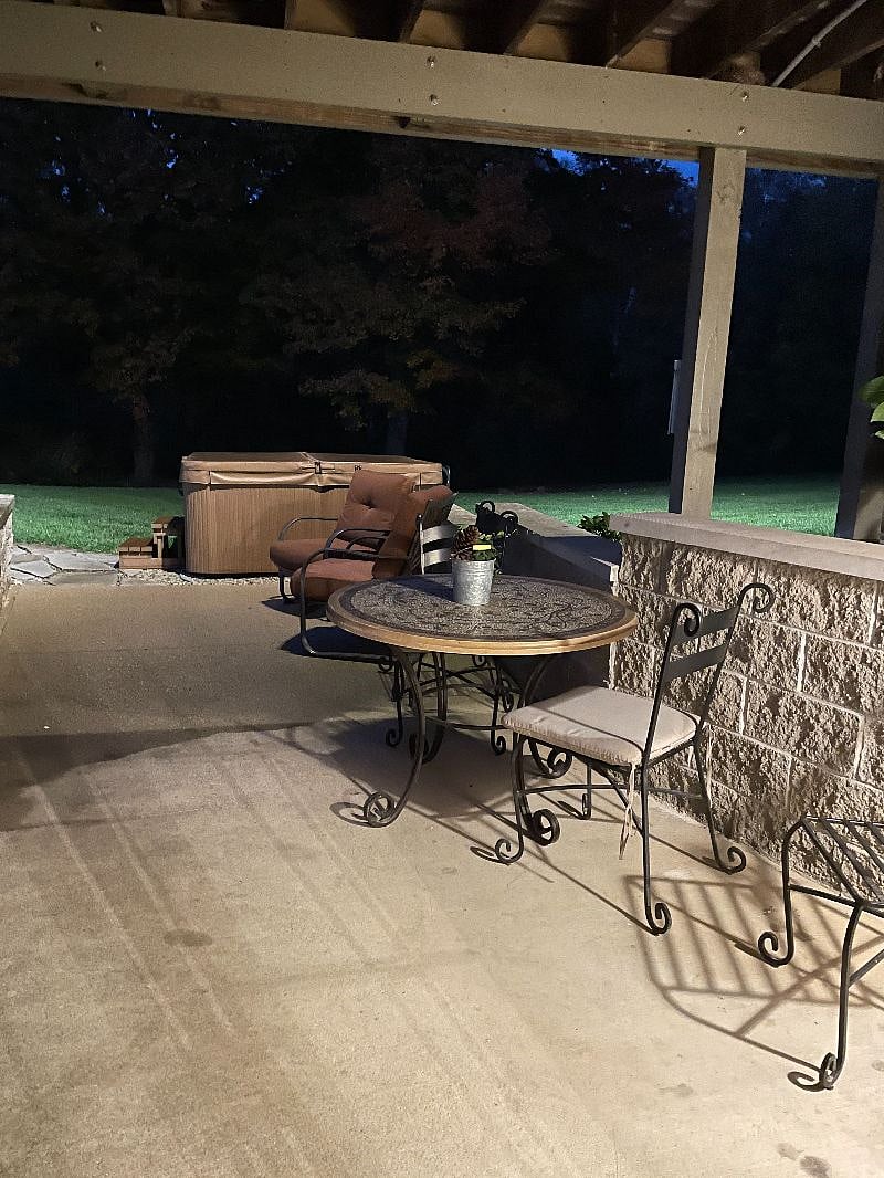 small bistro seating outside private entrance