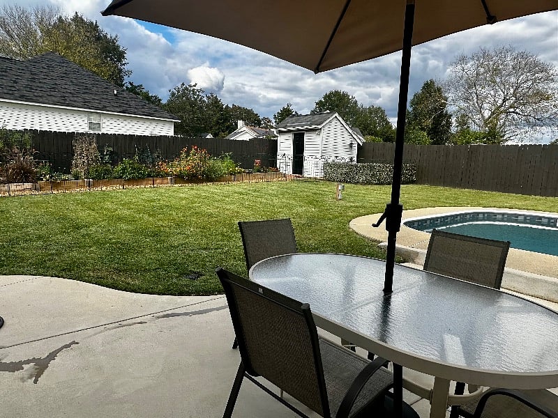 Another great place to eat is in the backyard.