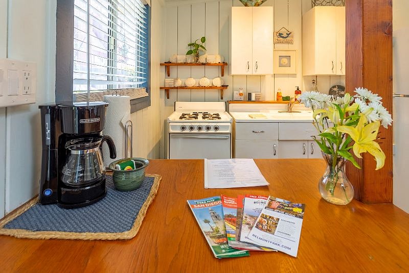 Enjoy a fresh cup of coffee in the morning with a full size kitchen!