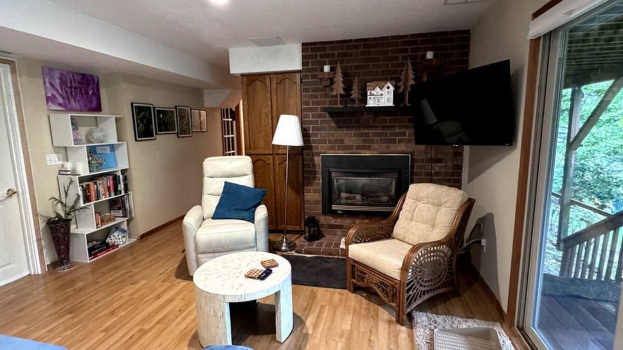 Living room adjacent to private deck