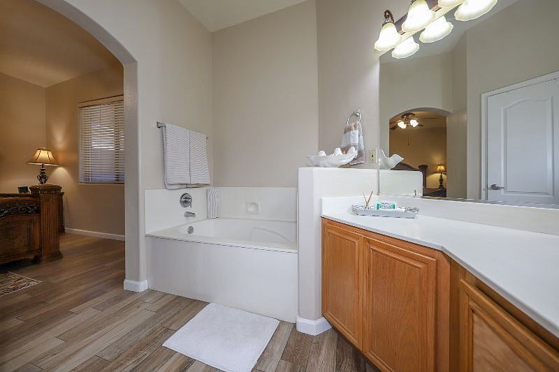 Master bathroom with separate tub and shower