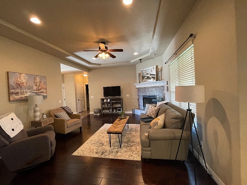 Family room with gas fireplace