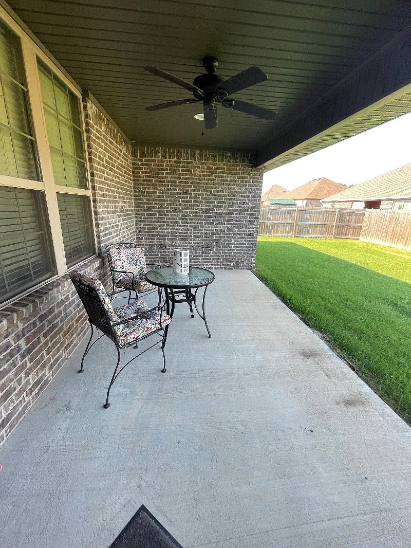 Fenced backyard