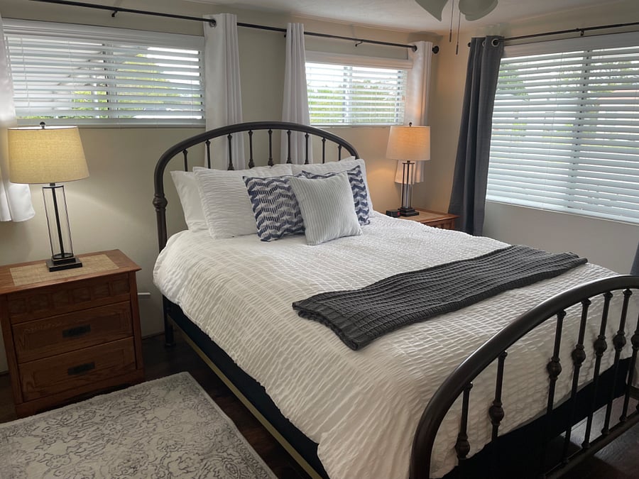 Primary bedroom with queen bed