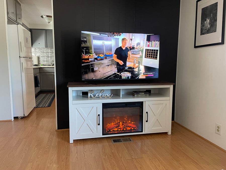 Smart tv and fireplace in living room