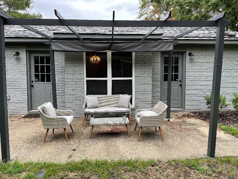 Shady, comfortable and private backyard.