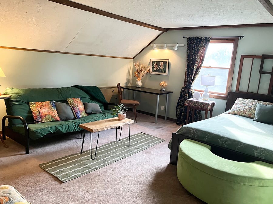 Full size futon couch and desk