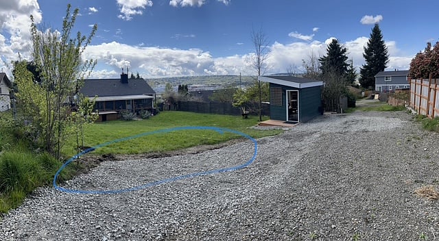 Alley behind property (there is a fence in circled area)