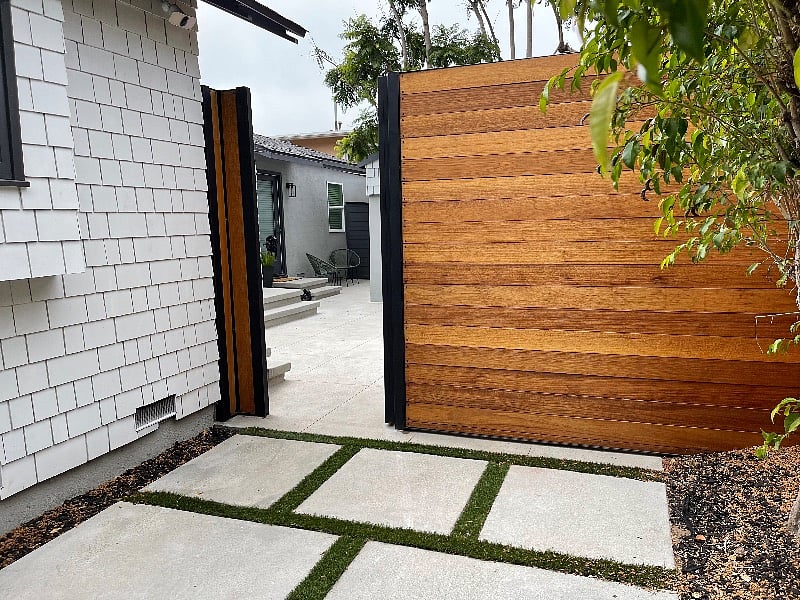 Security gate to courtyard and one bedroom