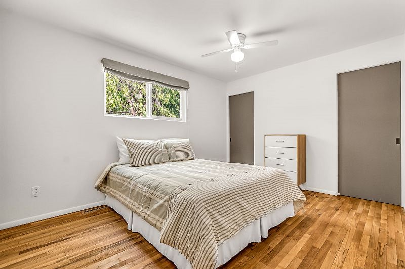 Spacious master bedroom with large closet.