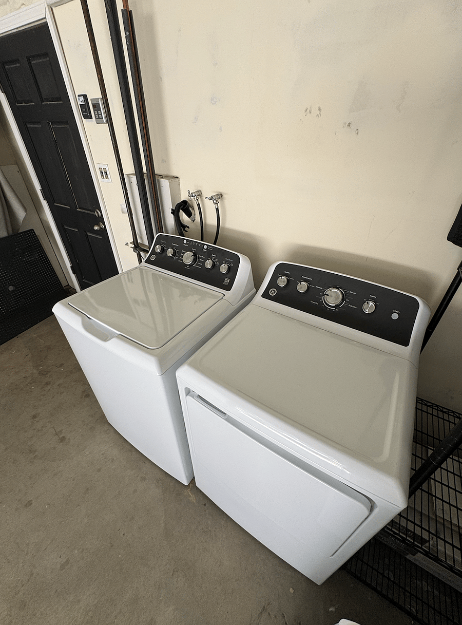 New washer and dryer are located in the garage.