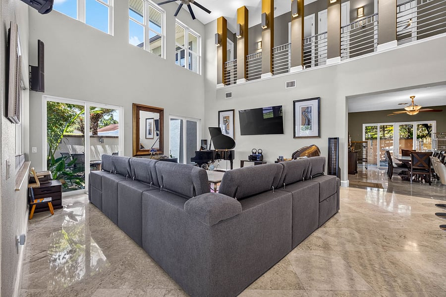 bright open clear story livingroom