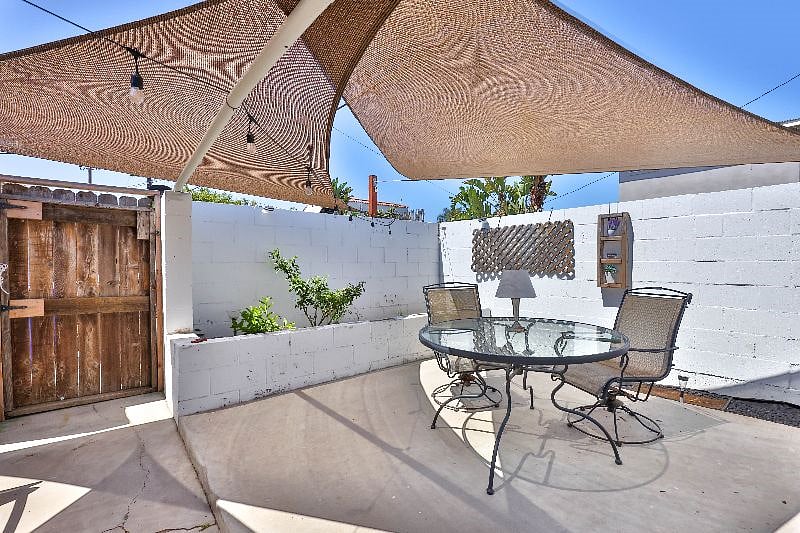 Outdoor dining area.