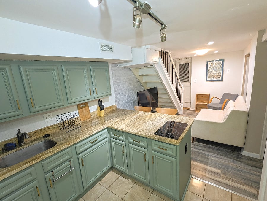 English Basement Kitchenette and Living Area