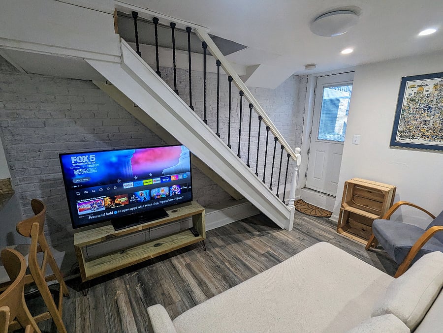 English Basement Living Area, door on the right is a private entrance