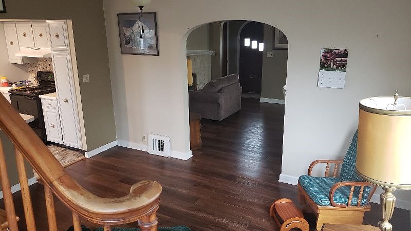 View from the landing at the bottom of the stairs.