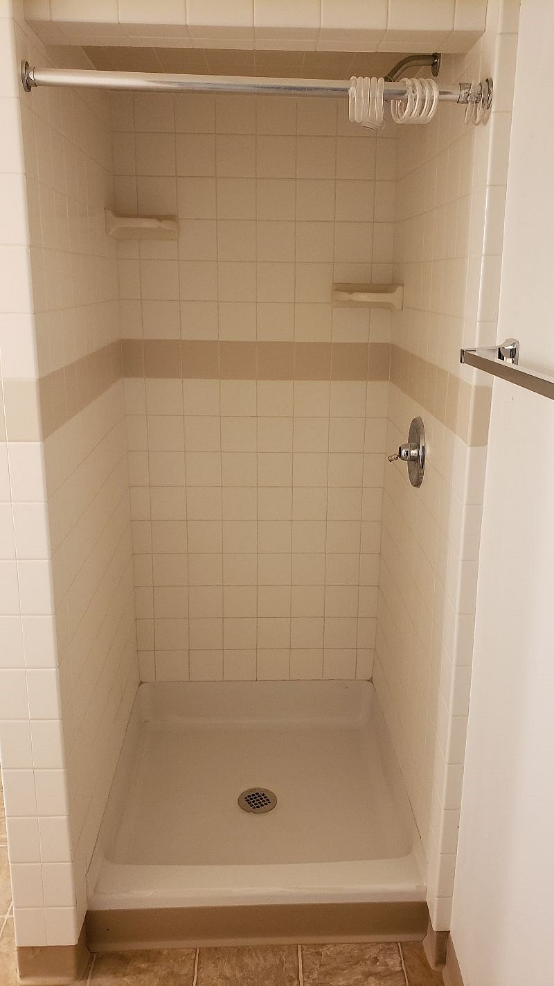 shower in the basement bathroom.
