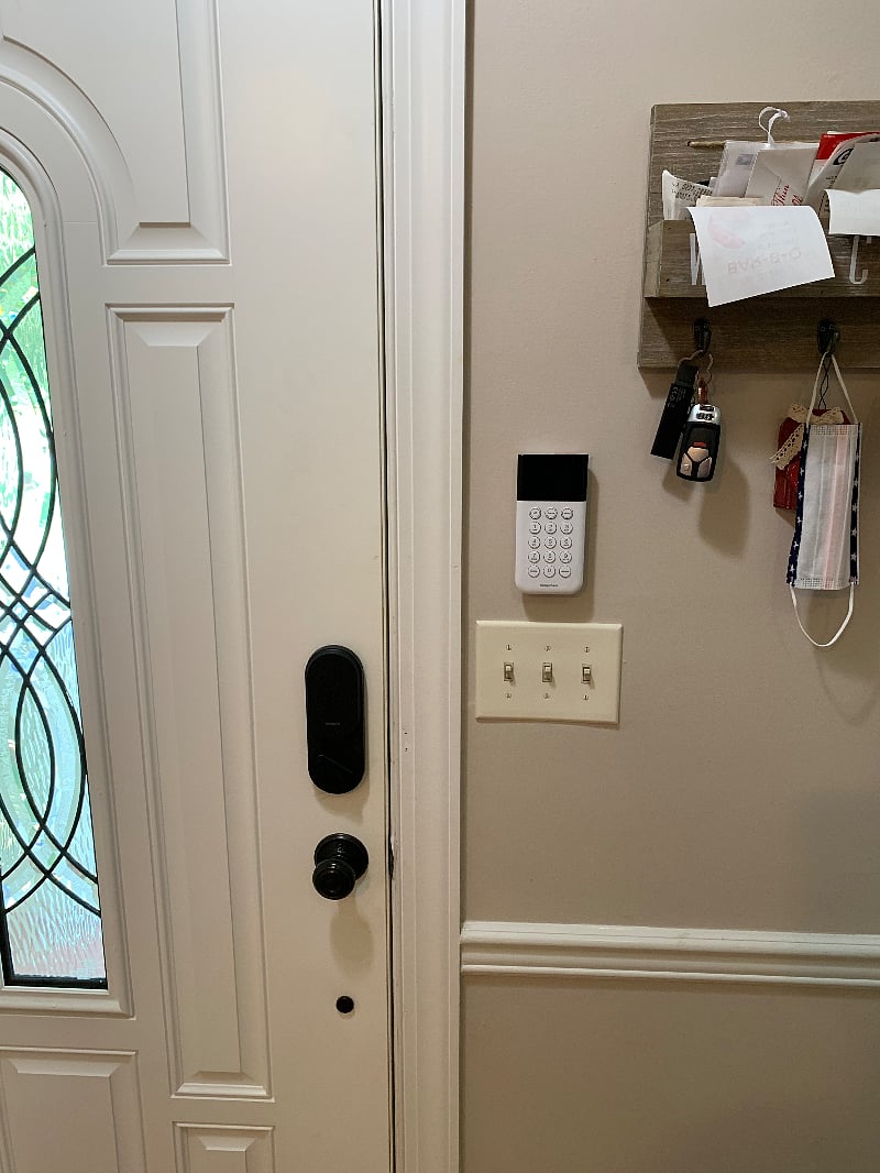 Keypad next to front door and place to hang your keyring