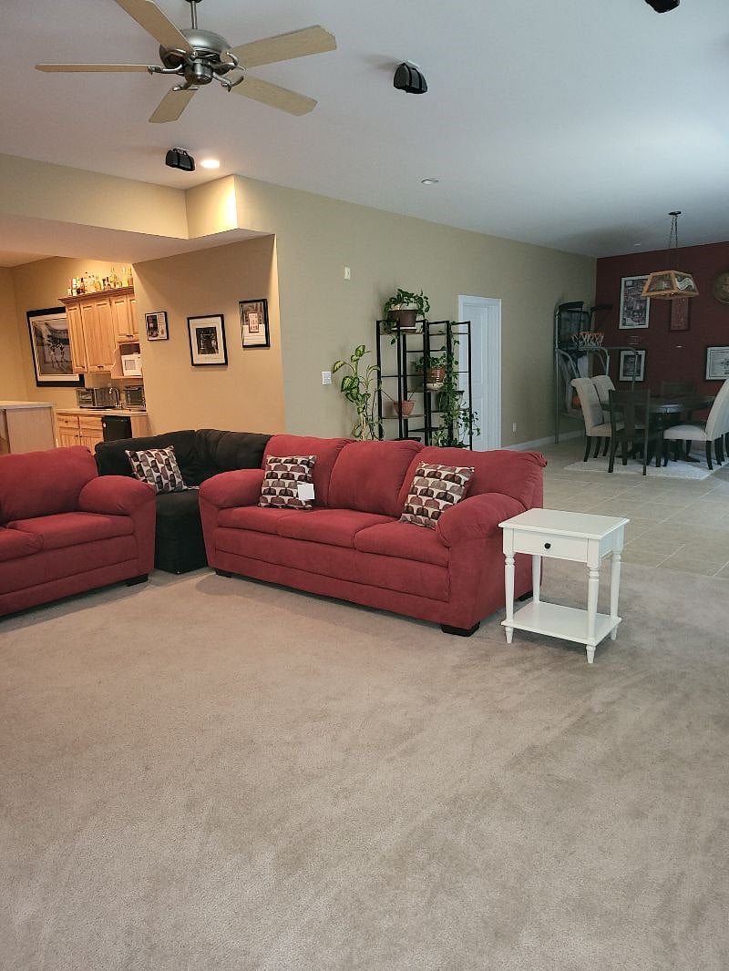 Lower level family room and dining room