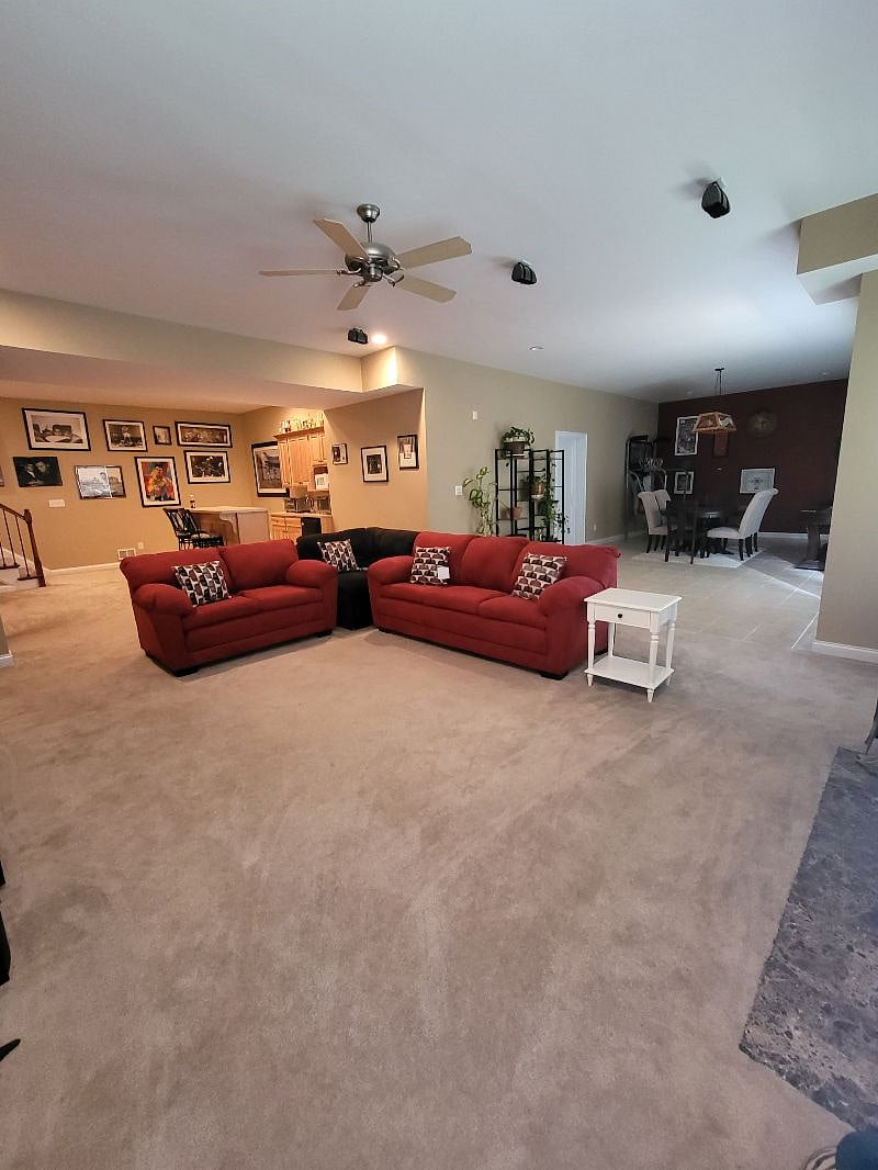 Lower level family room and dining room