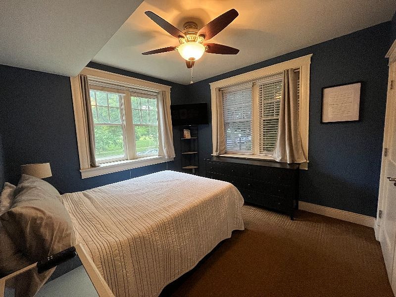 Incredible natural light during the day and black-out curtains to block any light.