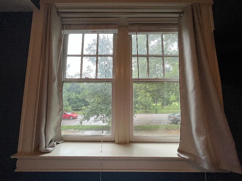 Black-out curtains on all bedroom windows in primary and secondary bedrooms.