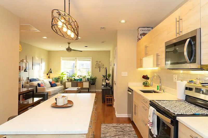 View of the condo from the Kitchen, ample lighting throughout. 