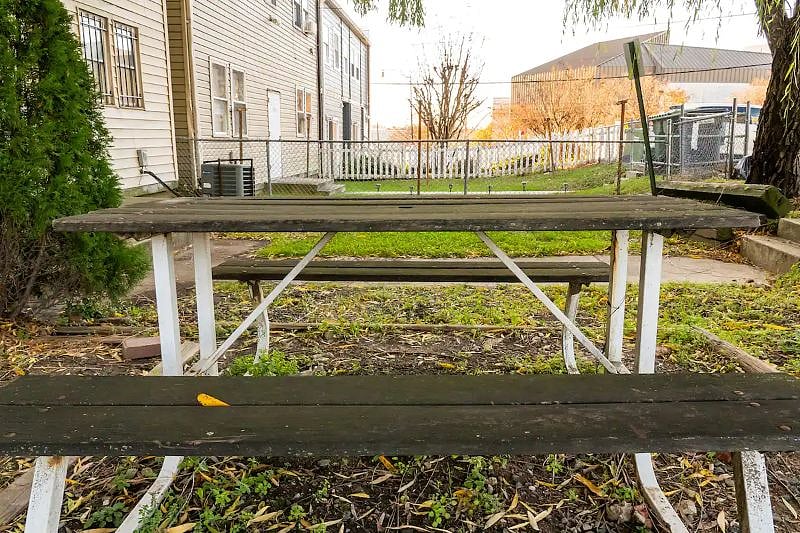 Common outdoor seating area in the backyard.  