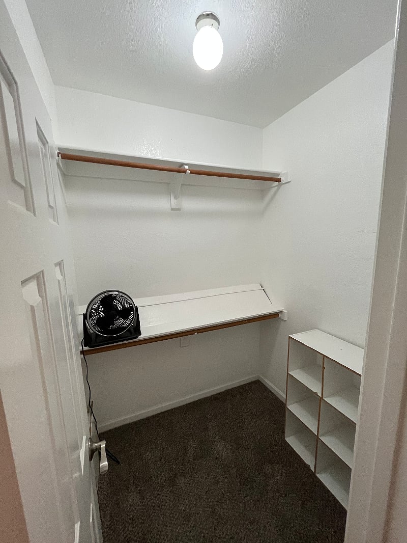 Walk-in closet in the master bedroom
